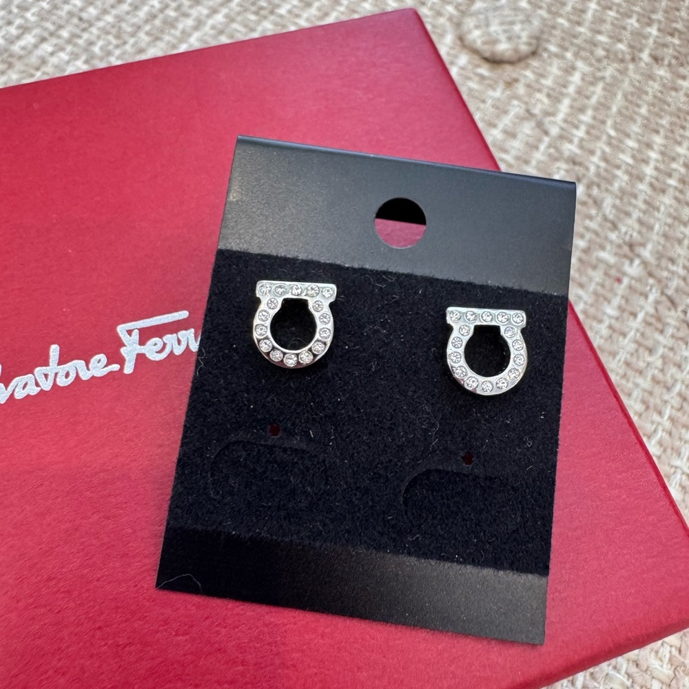 Ferragamo Silver Rhinestone Gancini